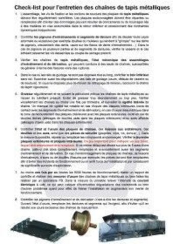 Conseils de maintenance chaînes de tablier métallique